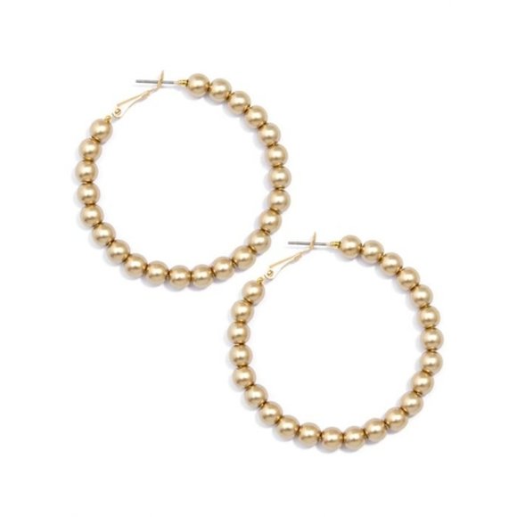 Matte Metal Beaded Hoop Earring • Choose Silver, Gold or Mixed! - Picture 4 of 5